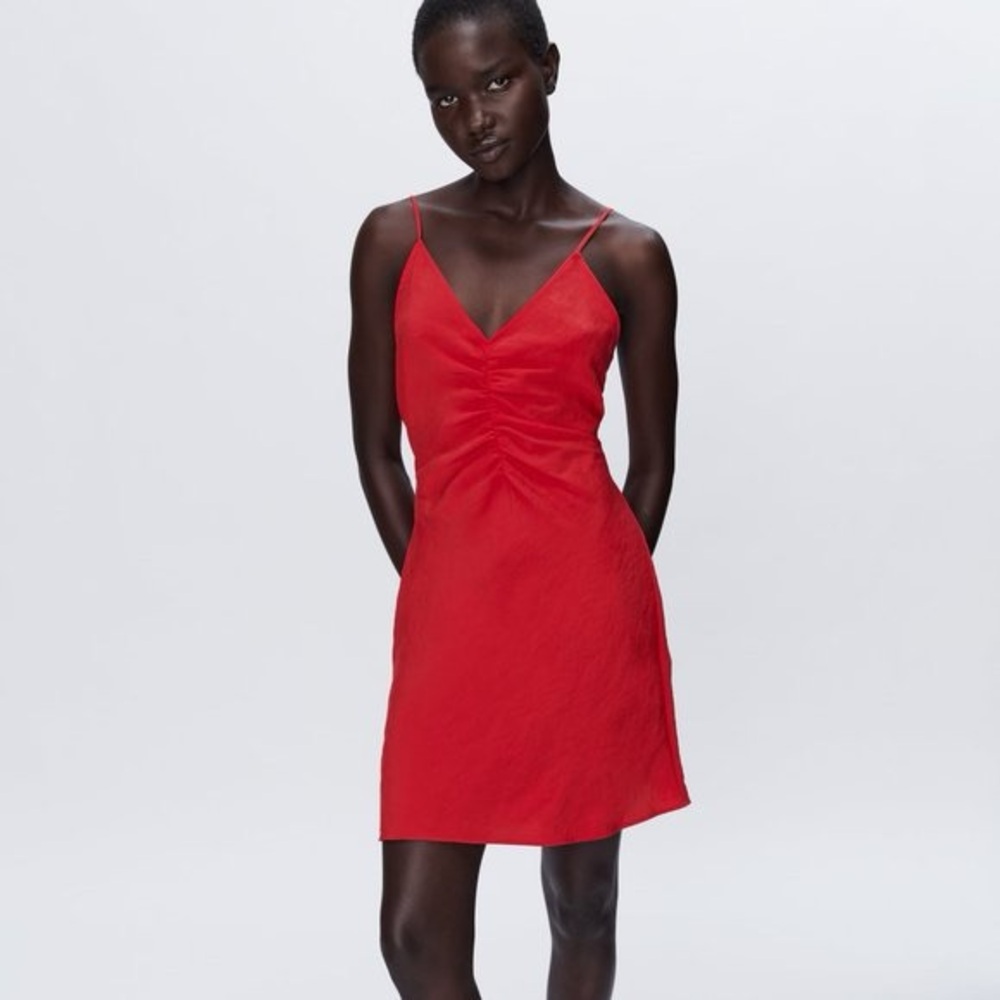 Zara Ruched Flowy Slip Dress